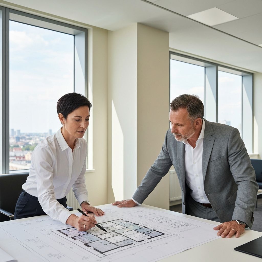Guy Moore reviewing Adelaide development plans with a client